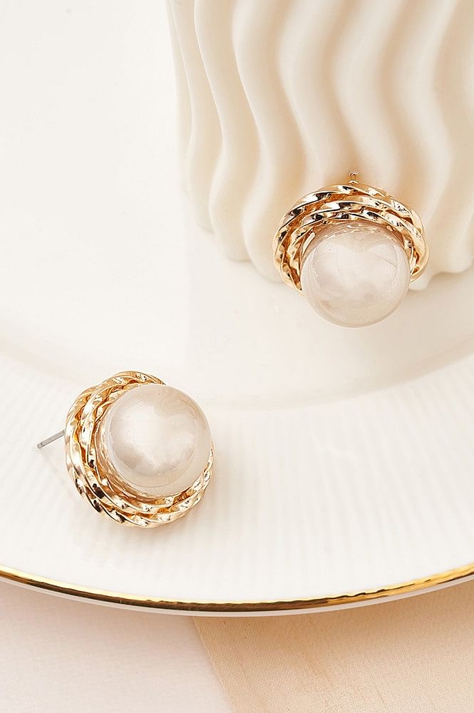 Lotus Lakshmi Designer With Pearls,Matte Finished Premium Quality Stud  Earrings Set Buy Online